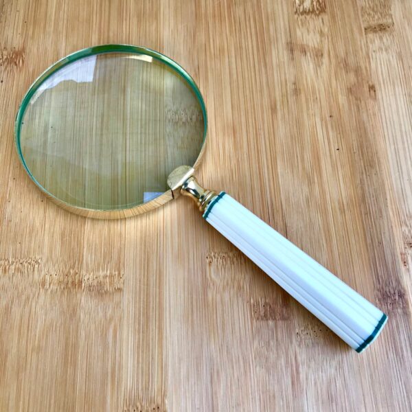 Bone Handheld Magnifying Glass - Gold Metal Frame