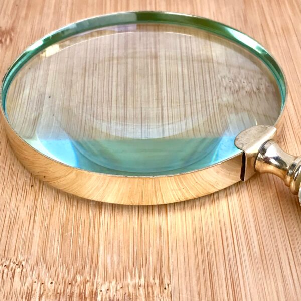 Bone Handheld Magnifying Glass - Gold Metal Frame