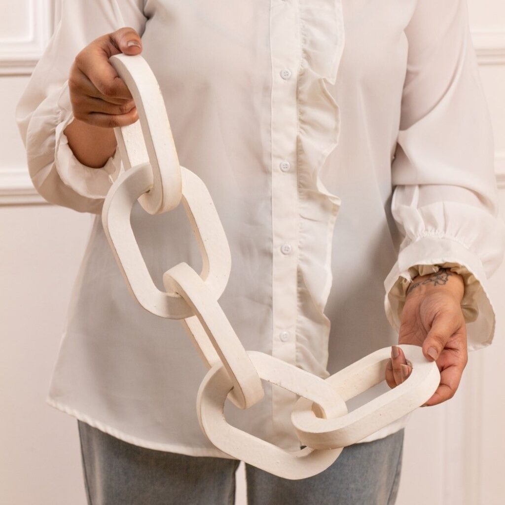 Decorative Wood Chain Link Decor White Wood