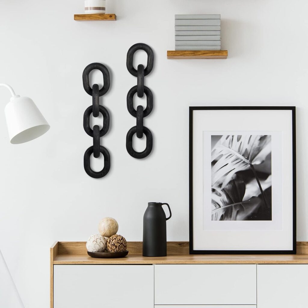 Decorative Wood Chain Link Decor with Black color - Image 2