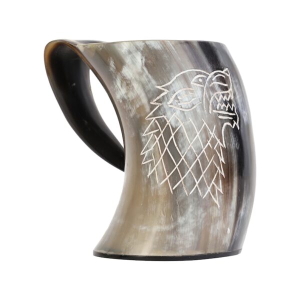 Viking Drinking Natura Buffalo Horn Mug in Carved Design with Best Quality
