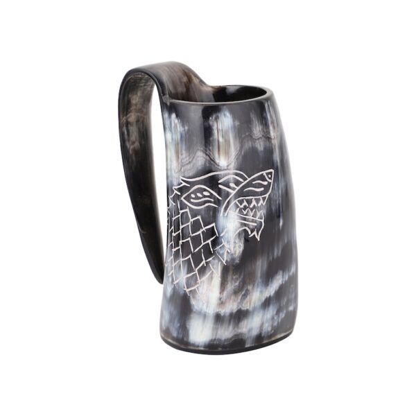 Viking Drinking Natura Buffalo Horn Mug in Carved Design with Best Quality