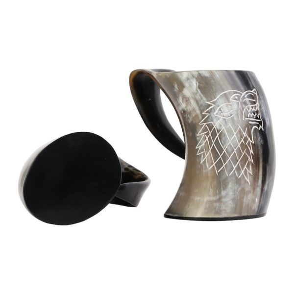Viking Drinking Natura Buffalo Horn Mug in Carved Design with Best Quality