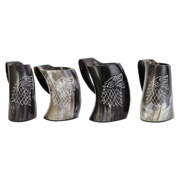 Viking Drinking Natura Buffalo Horn Mug in Carved Design with Best Quality