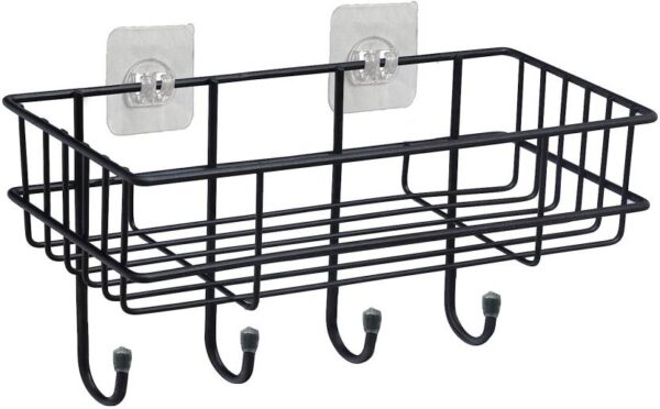 Iron Wall Mounted Rack Storage Organizer for bathroom living Hall, Hook