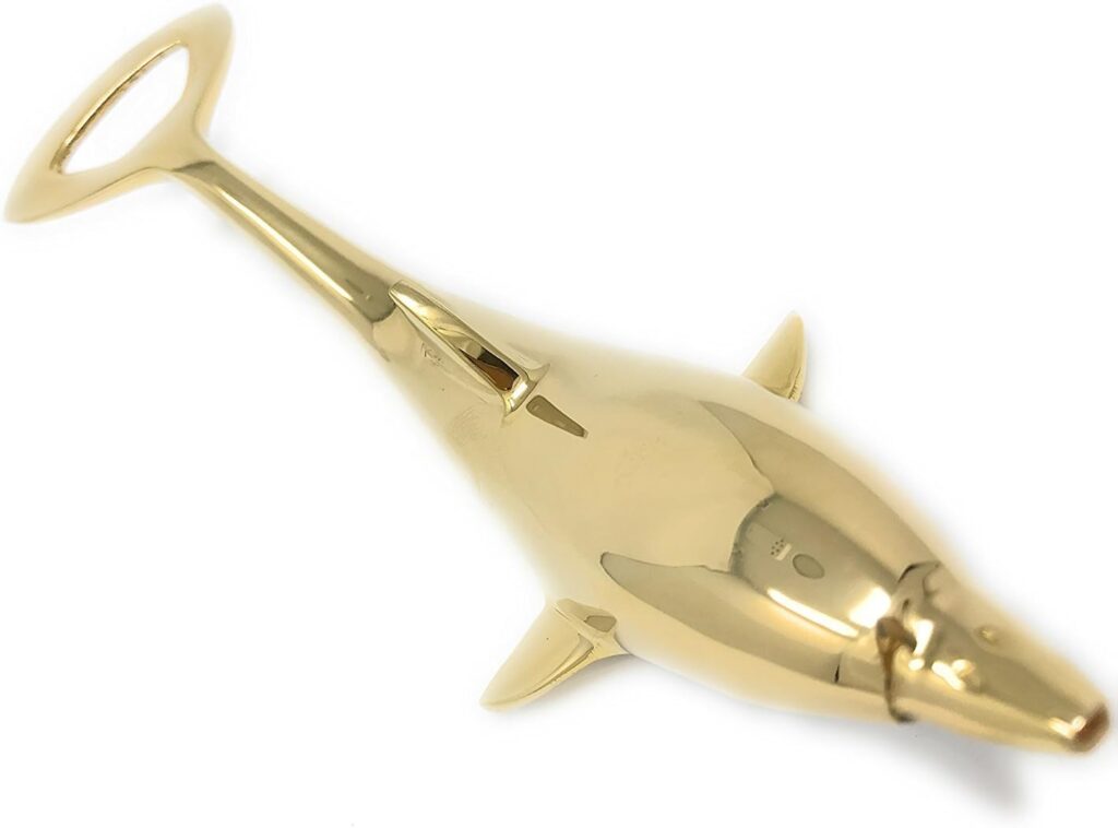Polished Brass Leaping Dolphin Bottle Opener - Image 2