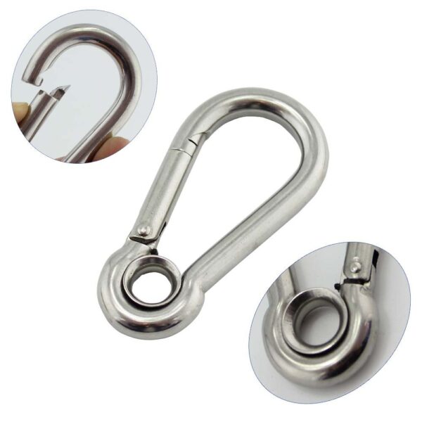 Stainless Steel Spring Snap Hook Carabiner with Eyelet Locking
