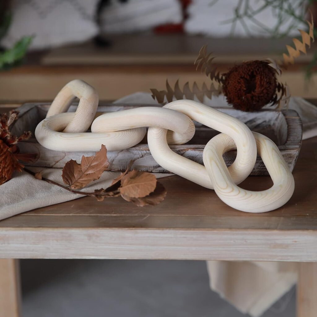 White Wood Chain Link Decor for Coffee Table