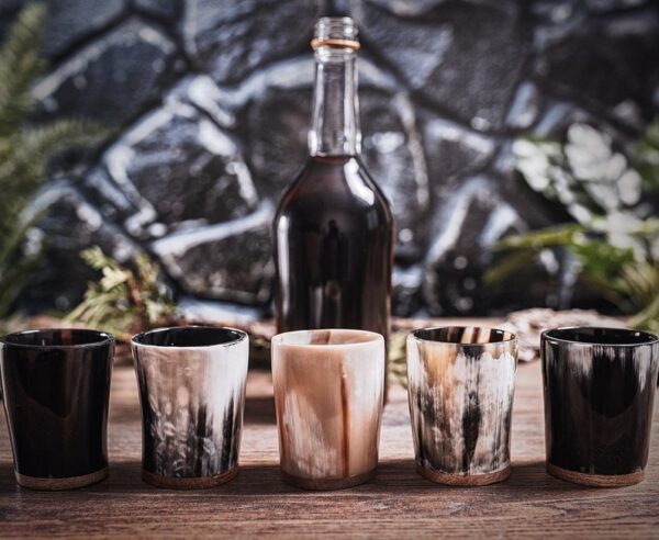 Natural Viking Drinking Horn Glass In Small Size with Wooden Base and Best Polished