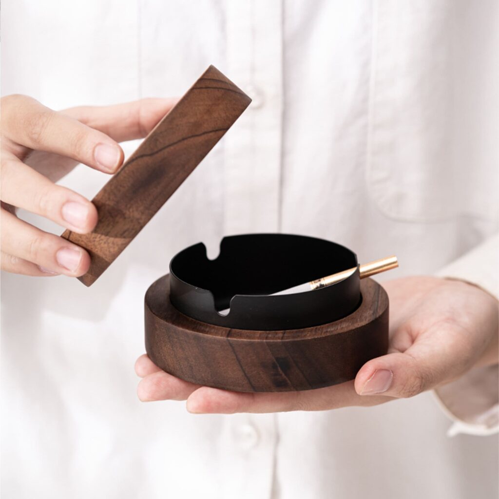 Sophisticated Wooden Cigarette Ash Tray - Image 2